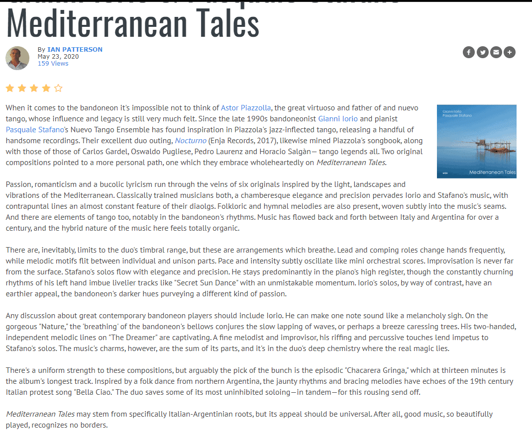 Mediterranean Tales - All About Jazz USA - Ian Patterson Review