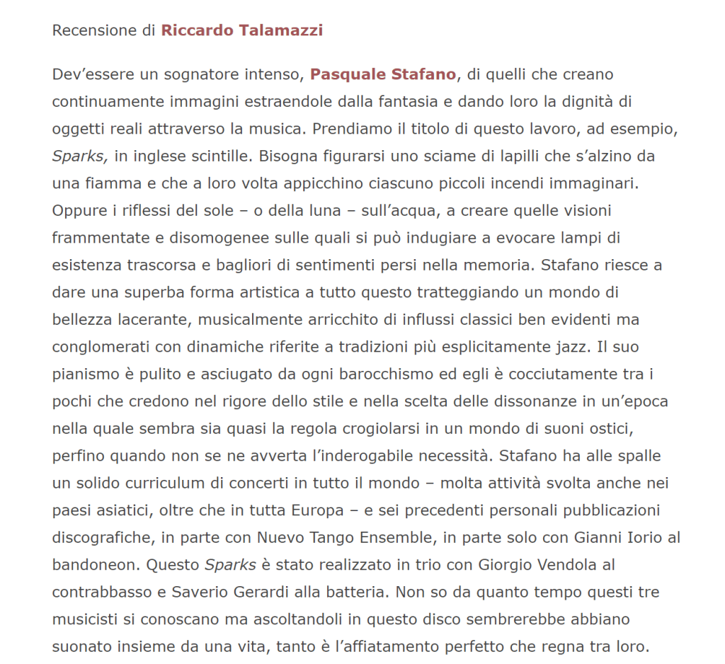 Off Topic Magazine - Recensione - Sparks Pasquale Stafano
