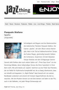 Sparks - Pasquale Stafano - Review by Rolf Thomas Jazz Thing